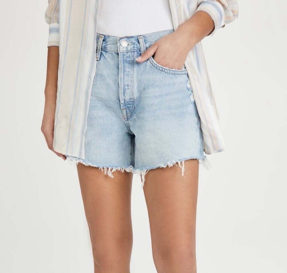 Agolde Parker Long Vintage Cut Off Denim Shorts Size 30